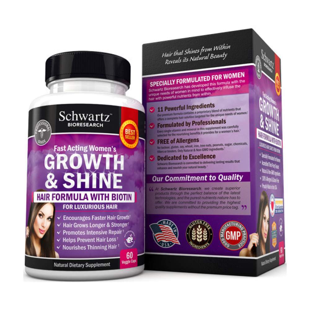 فيتامينات نمو ولمعان الشعر مع البيوتين من  شوارتز بيوريسيرش